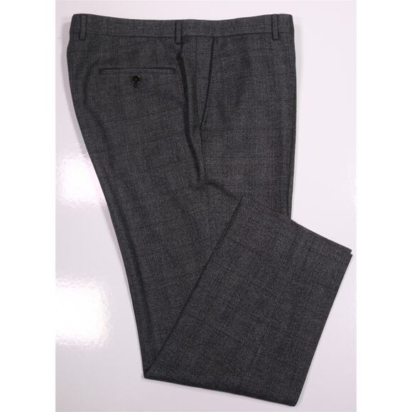 Hugo Boss Current Giro Gray Black Knit Woven Flat Front Wool Dress Pants 38x29 - Picture 1 of 8